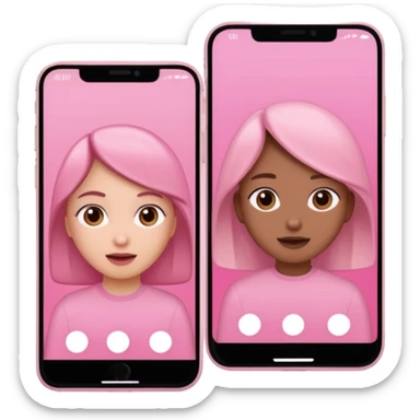 pink video call between 2 people on different phone sticker