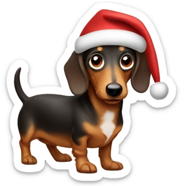 Christmas dog wiener dog sticker