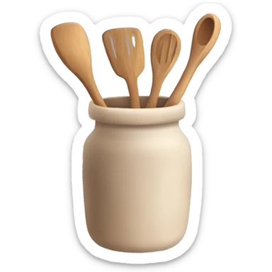 cooking utensils in a clay jar sticker