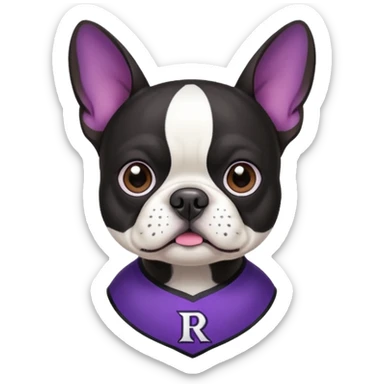 Boston terrier wearing ravens jersey sticker