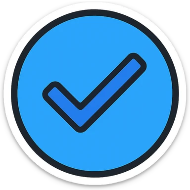 blue tick icon, simple, modern, suitable for verification badge sticker