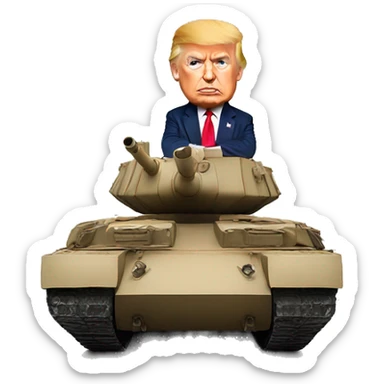 Trump on top of a tank sticker