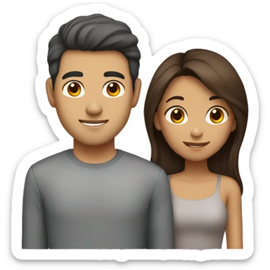 Brown haird asian girl with brown haired guy sticker