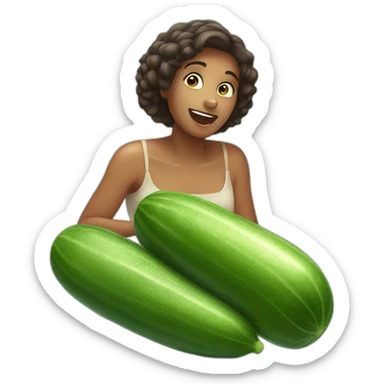 woman drooling over an enormous cucumber sticker