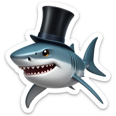 Shark with a top hat sticker