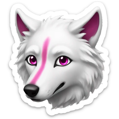 white wolf with dark pink eyes christmas  sticker