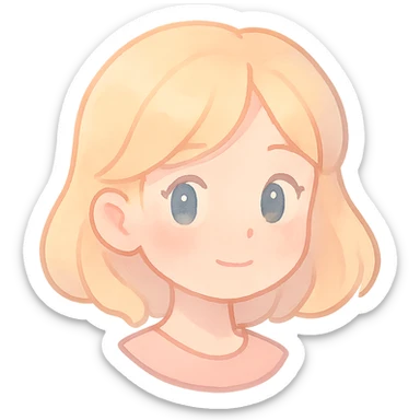 pastel toon style blonde girl's head, soft pastel colors, smooth shading sticker
