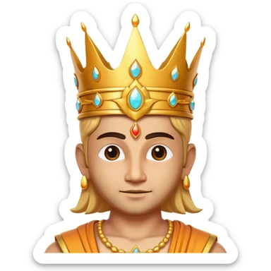 Hindu god Surya portrait, head and shoulders only, radiant golden crown, sun aura behind head, confident expression, 3D cartoon, mobile game icon style, clean background, no text, no watermark
 sticker