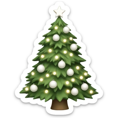 Sage green christmas tree with lights and white decorations sticker