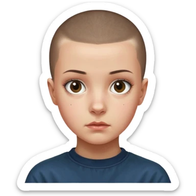 Eleven from stranger things with a buzz cut sticker