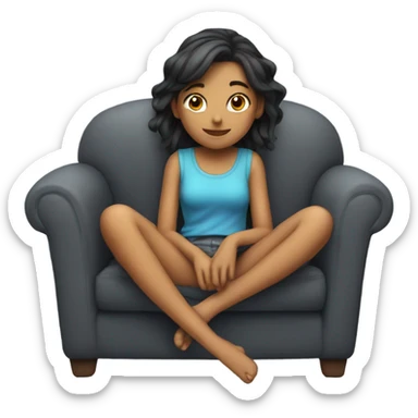A girl with her elves on the couch ￼ sticker