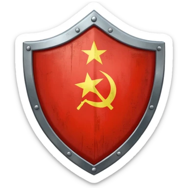 generate a very realistic shield with the USSR flag sticker