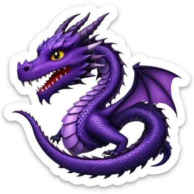 Black and dark purple dragon wearing chains around its neck sticker
