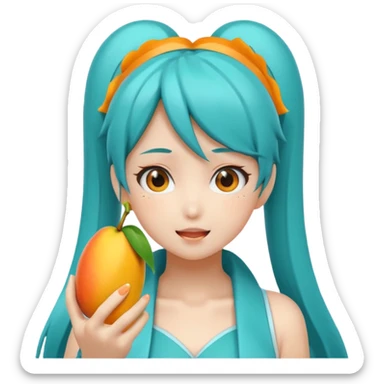 Hatsune miku eating mango sticker