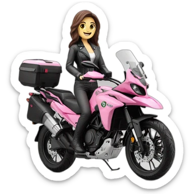 Moto benelli trk 502X color rosa con mujer gordita m sticker
