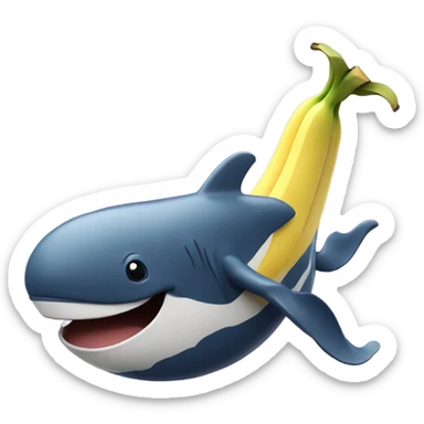 Banana riding a humpback whale sticker