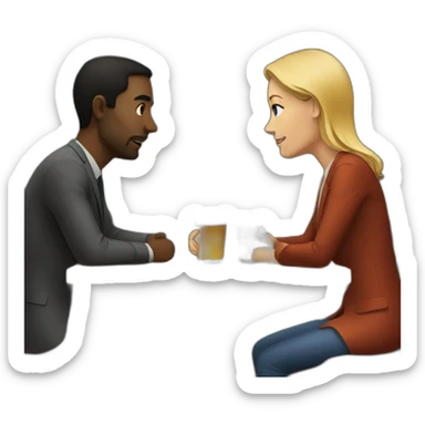 meeting of two people in a bar sticker