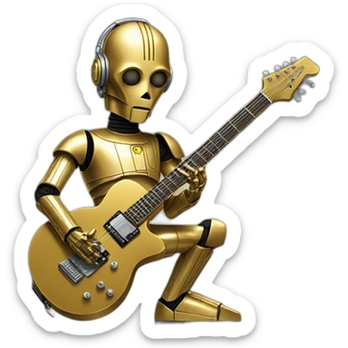 c3p0 playing electric guitar sticker
