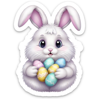Easter bunny with colorful eggs sticker