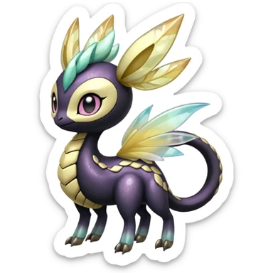Shiny glossy melanistic oily pastel white bright Meloetta-Giratina-Noibat-Pokémon-Fakémon-fusion-hybrid-creature sticker