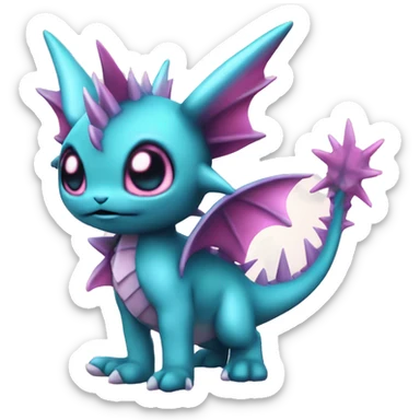 Pink Edgy Vaporeon dragon With Fins and spikes full body sticker
