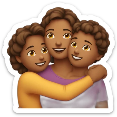 mother with her kids are hugging sticker