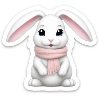 white bunny with pale pink scarf sticker