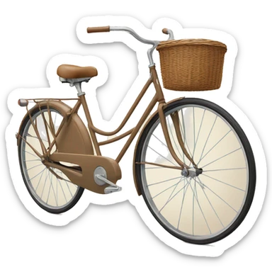 vintage light brown bike with front basket  sticker