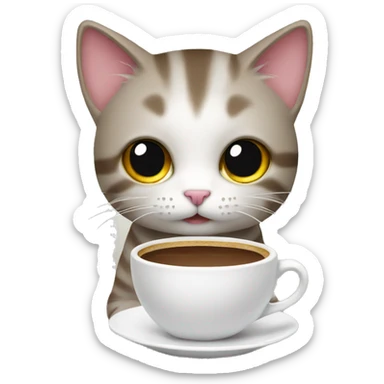 Mini cat with coffee sticker