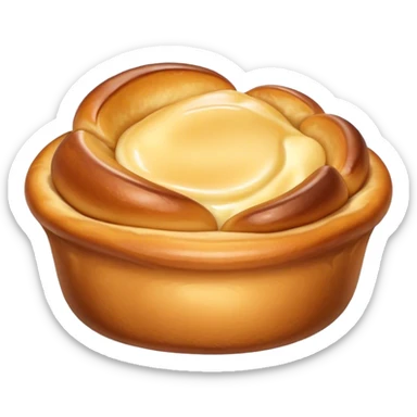 Cinematic Realistic Yorkshire Pudding Dish Emoji, showcasing a light, airy, golden puff with a crispy exterior rendered with lifelike detail and soft natural lighting that accentuates its classic appeal. sticker