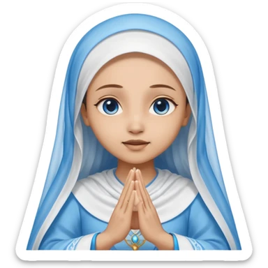 Nossa senhora das graças com aura manto azul e vel branco, com mãos abertas para baixo  sticker