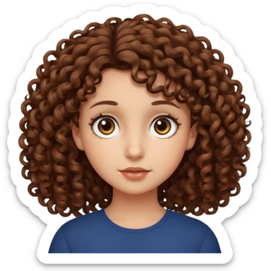 Curly-haired girl with big eyes sticker