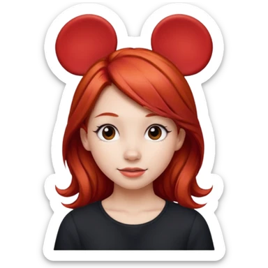 red haired girl with red mickey ears sticker