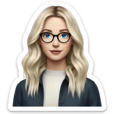 Shoulder length Balayage pale model lady with glasses and blue eyes  sticker