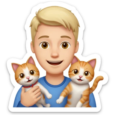 excited guy with a cat sticker