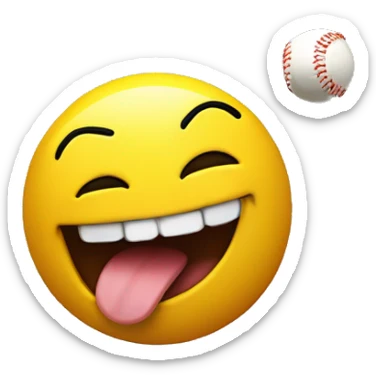 Smiley face sticking his tongue out catching a baseball  sticker