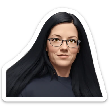 boy with long black hair sticker