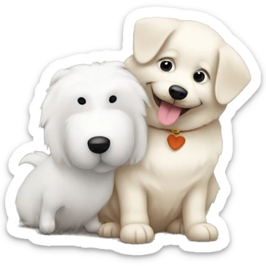 Samoyed hugging a dachshund sticker