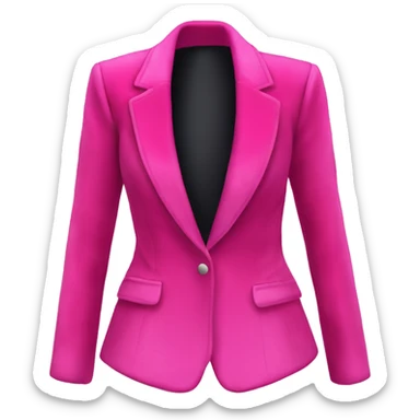 Realistic isolated open hot pink velvet feminine fashion blazer jacket. sticker