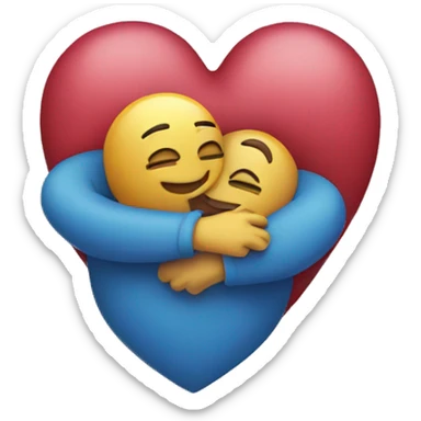 heart hugging heart sticker
