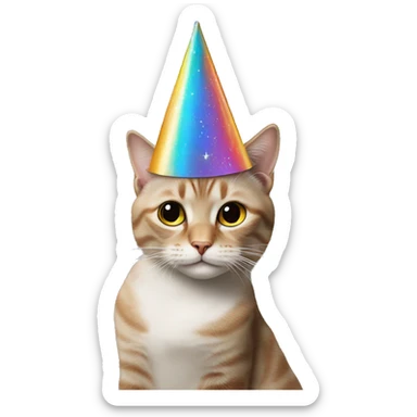 cat wearing a birthday hat at a star wars birthday party sticker