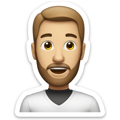 white male, short head, bearded, brown-eyed, sing in microphone  sticker