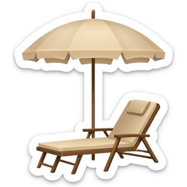 coconut beige lounge chair and umbrella, simple sticker