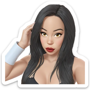 intense gaze of black-haired girl sticker