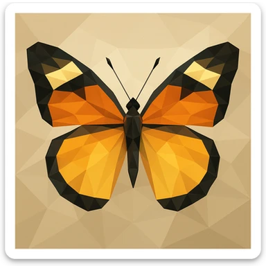 a butterfly in low-poly polygonal style, geometric shapes, modern look sticker