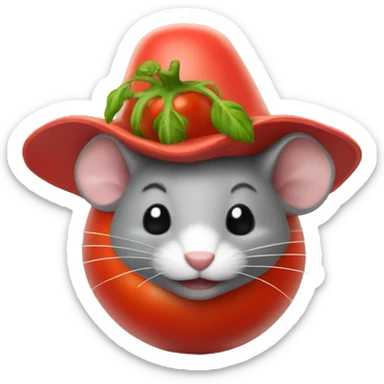 Rat in a tomato hat  sticker