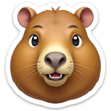Cinematic Comical Capybara Portrait Emoji, Head tilted dramatically with an exaggeratedly shocked expression, featuring a robust, rotund build and a distinct capybara head with a broad snout and small ears, with wide, comically expressive eyes full of humorous disbelief, Simplified yet hilariously expressive features, highly detailed, glowing with a slightly sassy natural glow, high shine, dramatic yet playful, stylized with an air of quirky charm, soft glowing outline, capturing the essence of a meme-worthy capybara that looks ready to side-eye its way into viral fame! sticker