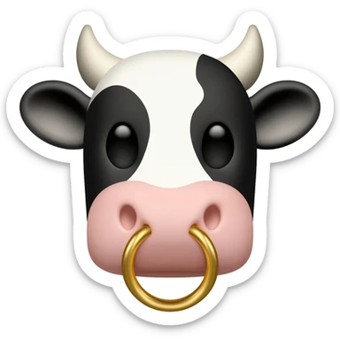 a head of a cute cow with a ring in its nose sticker