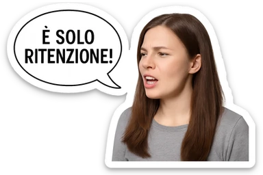 DONNA REALISTICA CHE DICE IN UN FUMETTO ALLA SUA SINISTRA: "è SOLO RITENZIONE!" sticker