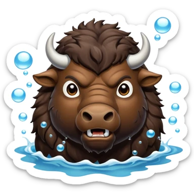 Angry buffalo in the water blowing bubbles  sticker